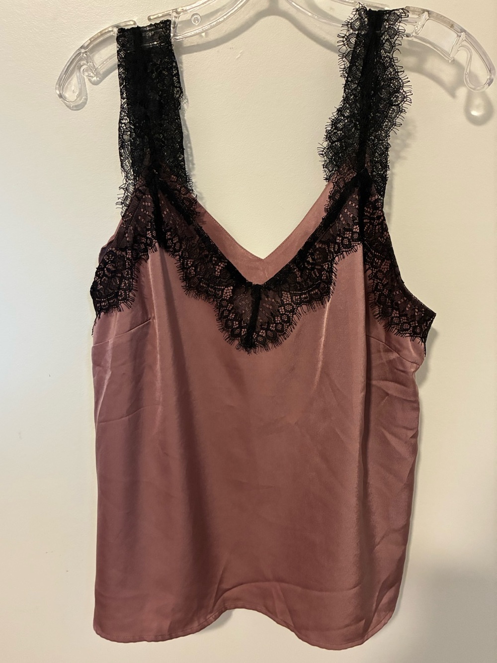 SHEIN Womens Plus 1XL Mauve Solid Lace Trim Camisole Tank Top Polyester